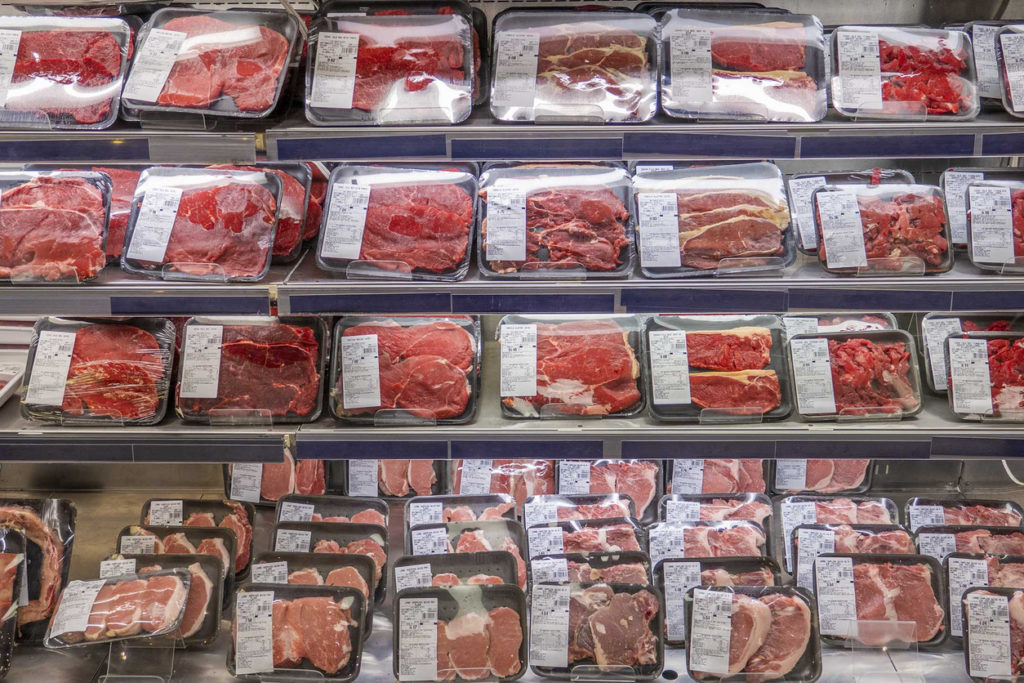 Meat department in a supermarket